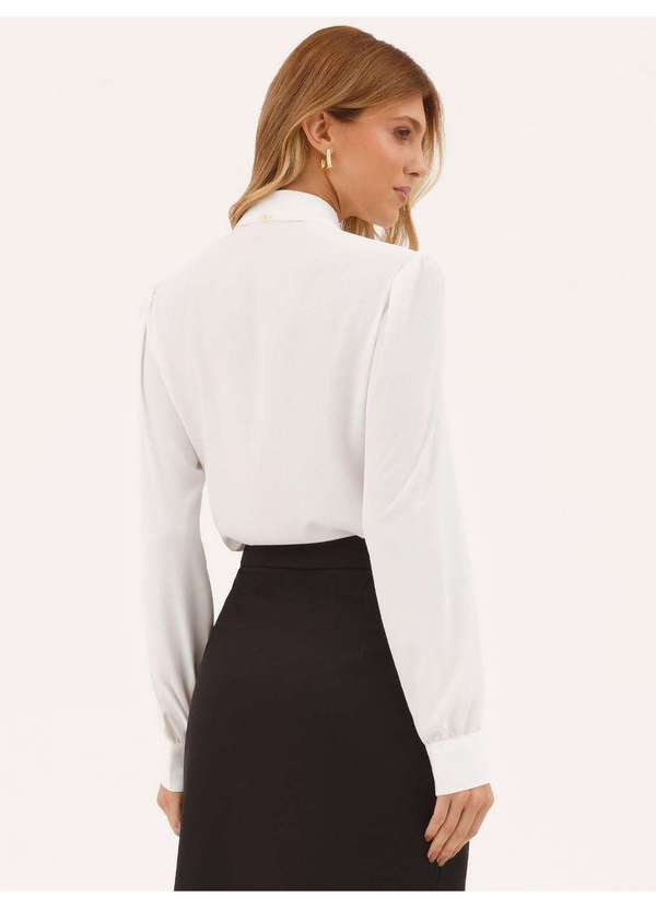 Principessa - Camisa com Faixa Laço em Crepe Off White Lucineide 12