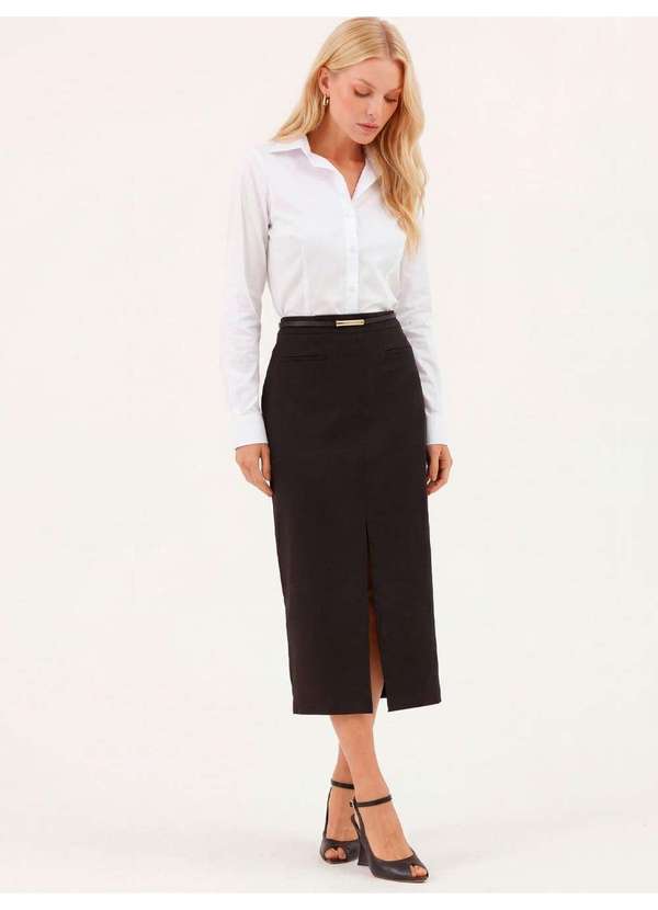 Principessa - Camisa com Faixa Laço em Crepe Off White Lucineide 8