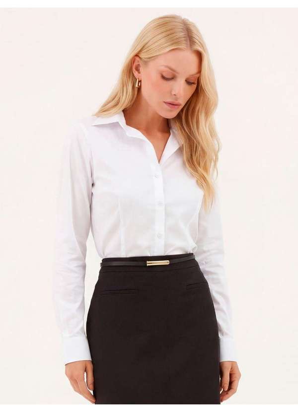Principessa - Camisa com Faixa Laço em Crepe Off White Lucineide 9