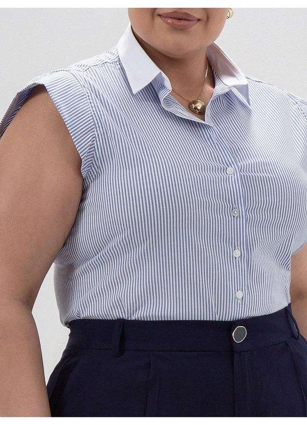 Principessa - Camisa com Manga Copinho Plus Size Listrada Ludinalva 3