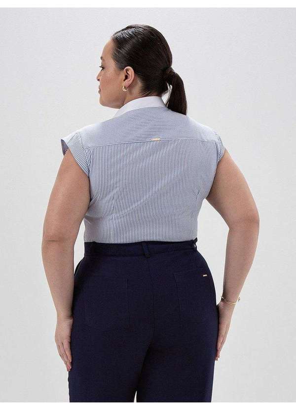 Principessa - Camisa com Manga Copinho Plus Size Listrada Ludinalva 5