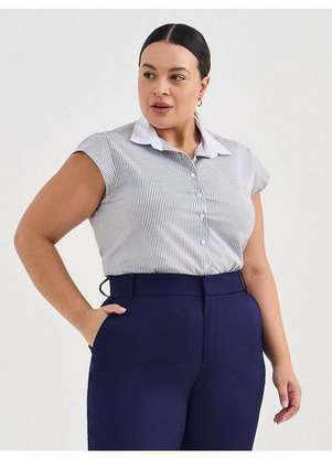 Principessa - Camisa de Algodão Listrada Plus Size Thalissa - PRINCIPESSA