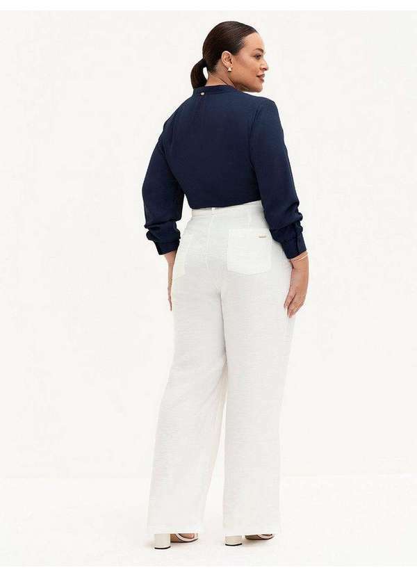 Principessa - Camisa de Crepe com Pregas Frontais Plus Size Marinho Geisiane 5