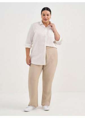 Principessa - Camisa de Linho Oversized Plus Size Off White Joanita - PRINCIPESSA