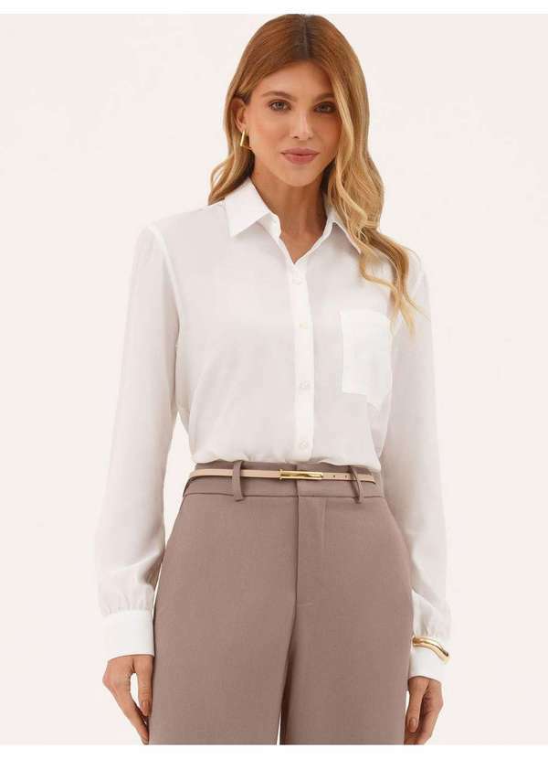 Principessa - Camisa Manga Longa Comfy em Viscose Off White Maren