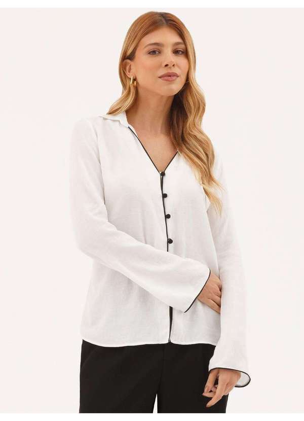 Principessa - Camisa Manga Longa em Viscose Off White Circe 3