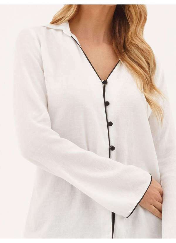 Principessa - Camisa Manga Longa em Viscose Off White Circe 4