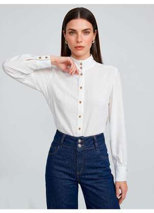 Principessa - Camisa Manga Longa em Viscose Off White Lilian - PRINCIPESSA