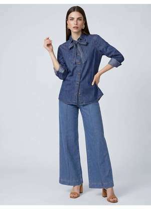 Principessa - Camisa Manga Longa Jeans Marmorizado Médio Alany - PRINCIPESSA