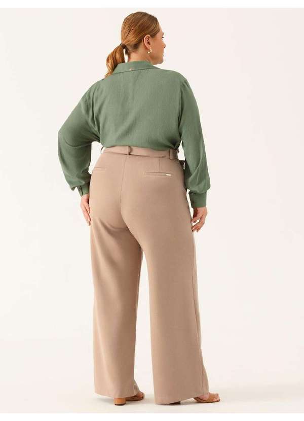 Principessa - Camisa Manga Longa Regular em Viscose Plus Size Verde Lisandra 5