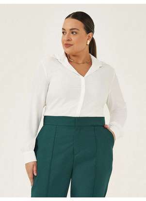 Principessa - Camisa Social Botão Dourado Plus Size Off White Elisia - PRINCIPESSA