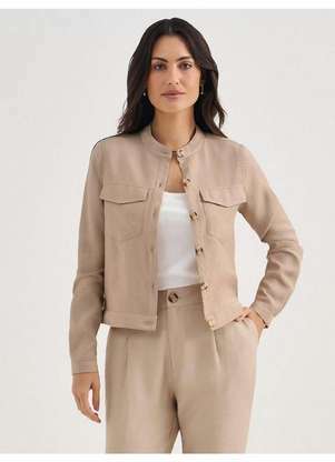 Principessa - Casaqueto de Alfaiataria em Viscose Mocha Mousse Daiany - PRINCIPESSA