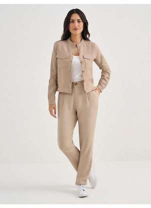 Principessa - Casaqueto de Alfaiataria em Viscose Mocha Mousse Daiany - PRINCIPESSA