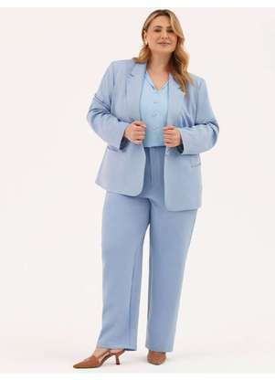 Principessa - Blazer Alfaiataria Clássico Plus Size Azul Claro Sayuri - PRINCIPESSA