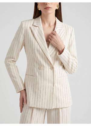 Principessa - Blazer Alfaiataria Intermediário Listrado Off White Ayumi - PRINCIPESSA