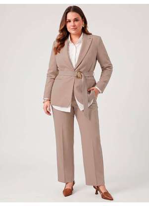 Principessa - Blazer Alfaiataria Intermediário Plus Size Bege Kelya - PRINCIPESSA