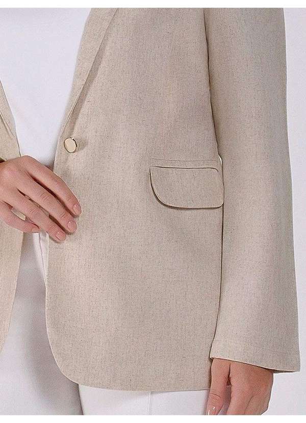 Principessa - Blazer de Linho com Botão Único Plus Size Crú Amaris 3