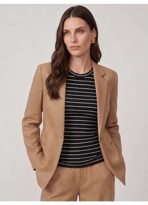 Principessa - Blazer Intermediário em Linho Mocha Mousse Mariangela - PRINCIPESSA