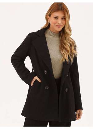 Principessa - Casaco de Lã Batida Alongado Preto Aysa - PRINCIPESSA
