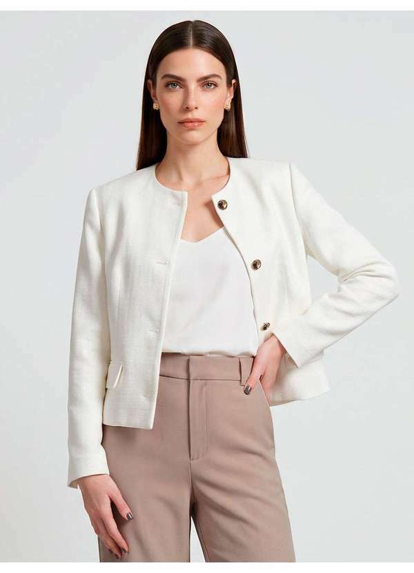 Principessa - Casaqueto Alfaiataria Manga Longa Off White Mayana