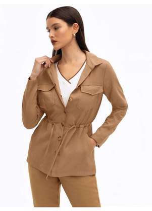 Principessa - Parka de Alfaiataria em Viscose Mocha Mousse Vanusia - PRINCIPESSA