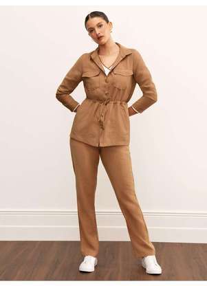 Principessa - Parka de Alfaiataria em Viscose Mocha Mousse Vanusia - PRINCIPESSA