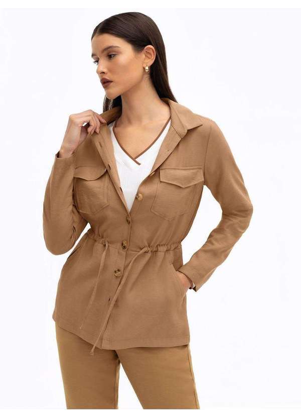 Principessa - Parka de Alfaiataria em Viscose Mocha Mousse Vanusia