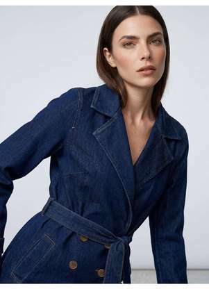 Principessa - Trench Coat Jeans Azul Escuro Sahara - PRINCIPESSA