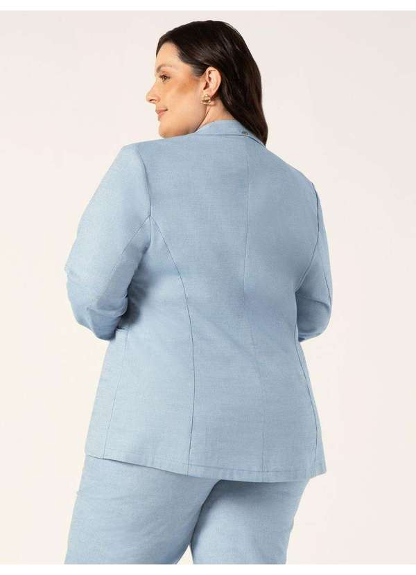 Principessa - Blazer Intermediario em Algodao Plus Size Azul Claro Maikele 3