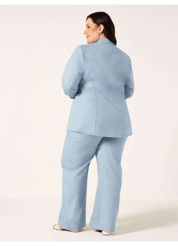 Principessa - Blazer Intermediario em Algodao Plus Size Azul Claro Maikele 4