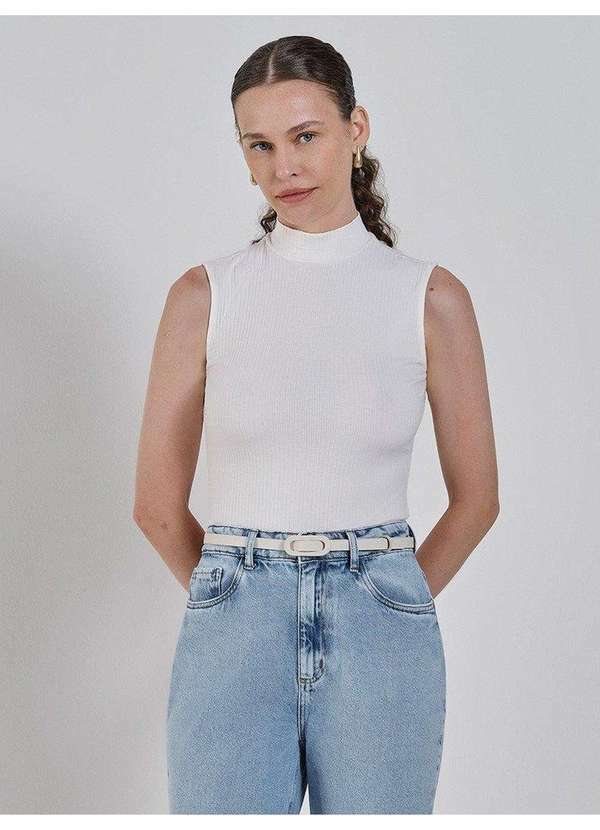 Principessa - Regata Gola Alta Canelada Off White Noelise