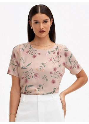 Principessa - Blusa em Crepe Estampado Rosê Floral Adinara - PRINCIPESSA