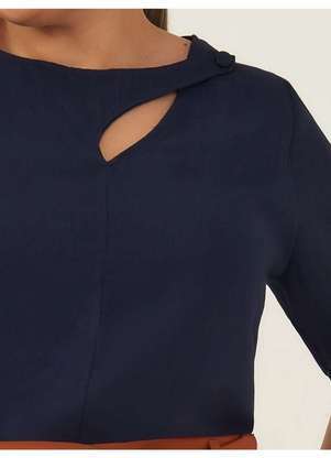 Principessa - Blusa Manga Curta com Gota e Botão Nany Azul - PRINCIPESSA