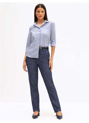 Principessa - Camisa Comfy de Tricoline Listrado Azul Claro Natalie - PRINCIPESSA