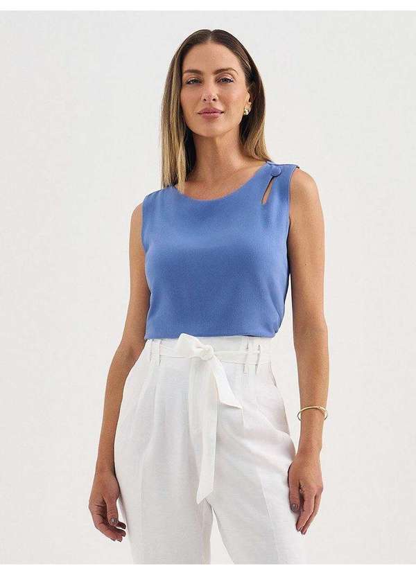 Principessa - Blusa de Viscose Azul Hortênsia Eduarda