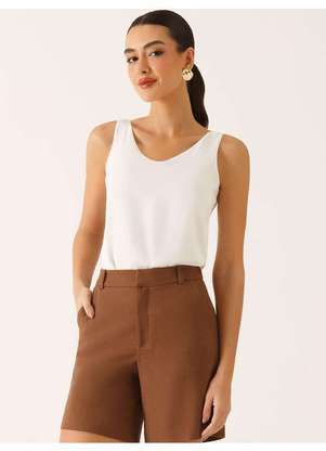Principessa - Regata Off White com Decote V Lucia - PRINCIPESSA