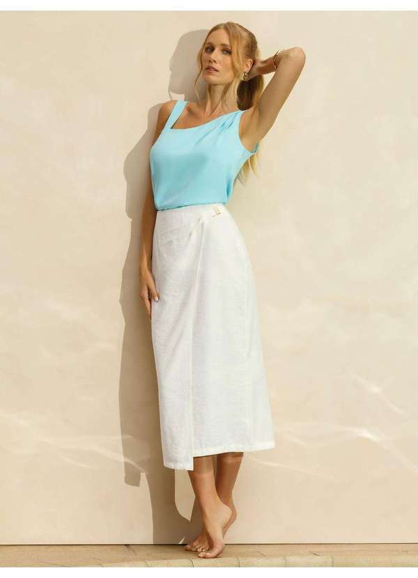 Principessa - Saia de Alfaiataria Longuete Off White Mara