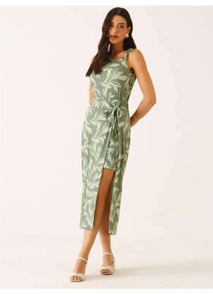 Principessa - Saia Longuete em Malha Estampada Verde Oliva Raquely - PRINCIPESSA