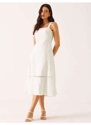 Principessa - Vestido com Alça Midi em Viscose Off White Samanta - PRINCIPESSA