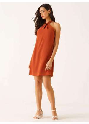 Principessa - Vestido Frente Única Clássico em Crepe Terracota Rosalina - PRINCIPESSA