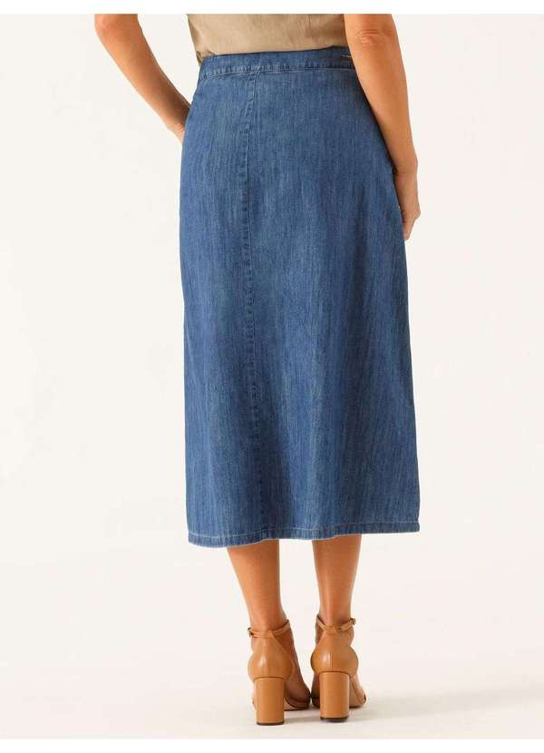 Principessa - Saia Jeans Evasê Longuete Azul Médio Vanice 7