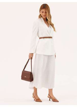 Principessa - Saia Plissada Longuete em Crepe Off White Antonieta - PRINCIPESSA