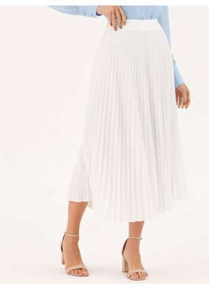 Principessa - Saia Plissada Longuete em Crepe Off White Antonieta - PRINCIPESSA