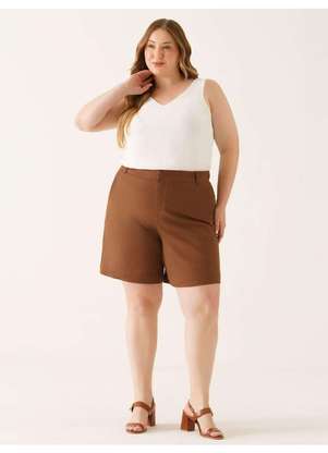 Principessa - Bermuda Alfaiataria em Linho Marrom Nilza - PRINCIPESSA