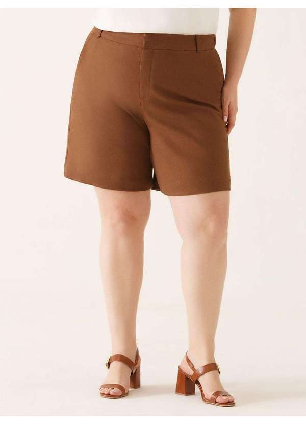 Principessa - Bermuda Alfaiataria em Linho Marrom Nilza 2