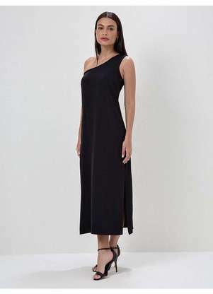 Principessa - Vestido Maxi Longuete de Alfaiataria Texturizada Preto Rosicler - PRINCIPESSA