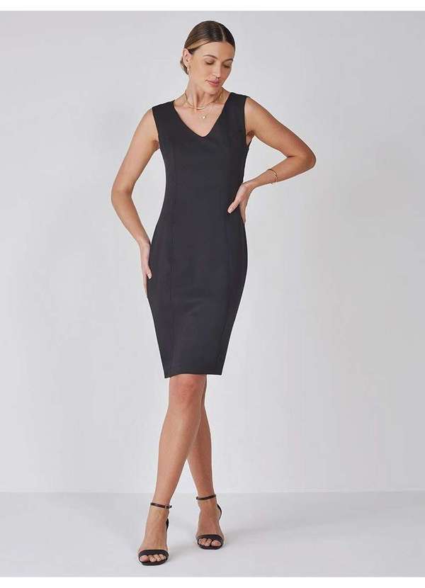 Principessa - Vestido Tubinho de Alfaiataria Preto Sheila