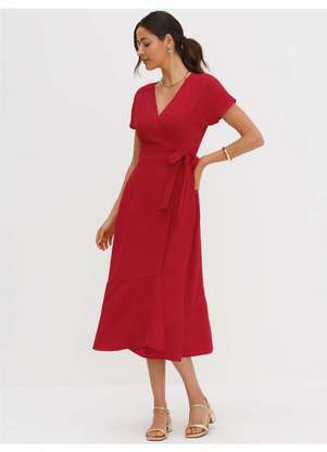 Principessa - Vestido Longuete Manga Curta Vermelho Noelia - PRINCIPESSA