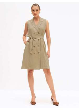 Principessa - Trench Coat sem Mangas em Viscose Bege Filomena - PRINCIPESSA