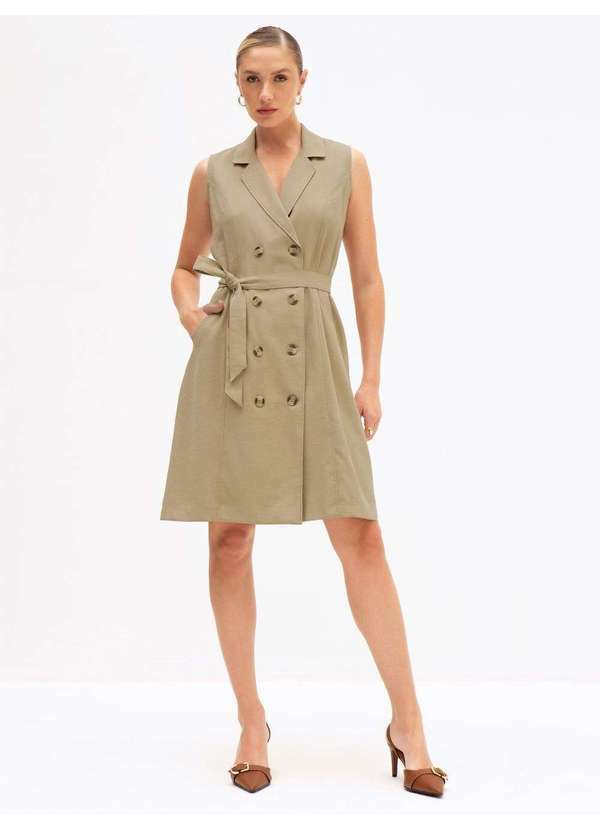 Principessa - Trench Coat sem Mangas em Viscose Bege Filomena